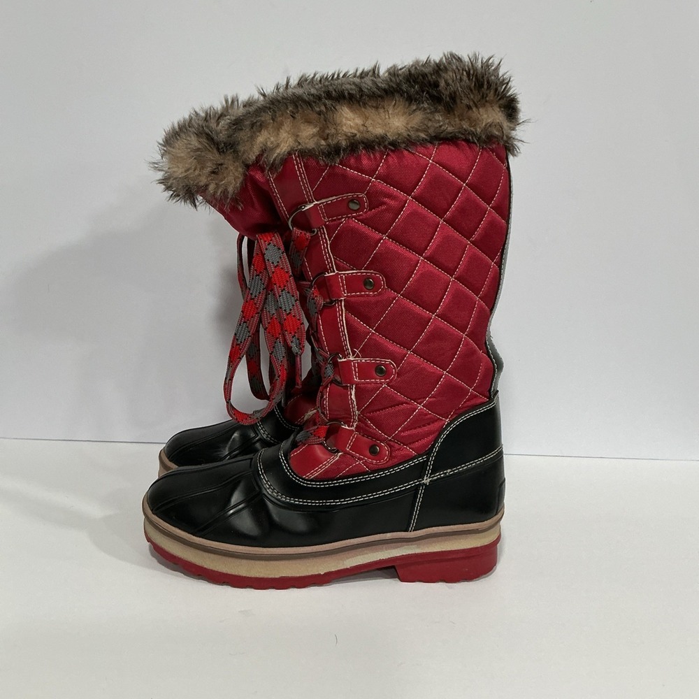 Storm by Cougar Women's Aspen Winter Duck Style Boots Sz 6M Fur Collar Quilted